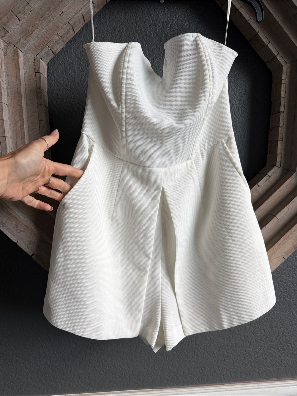 Hommage Los Angeles white strapless romper